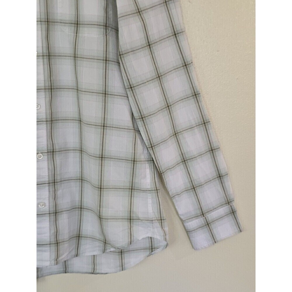Bonobos Tailored Fit Shirt Mens Size Large Long Green White Plaid Button Down - Picture 6 of 14